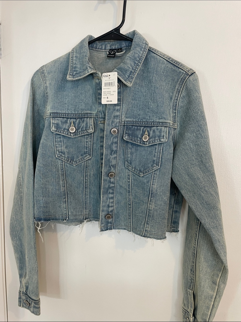 Windsor Frayed Hem Light Wash Denim Jacket - Blue